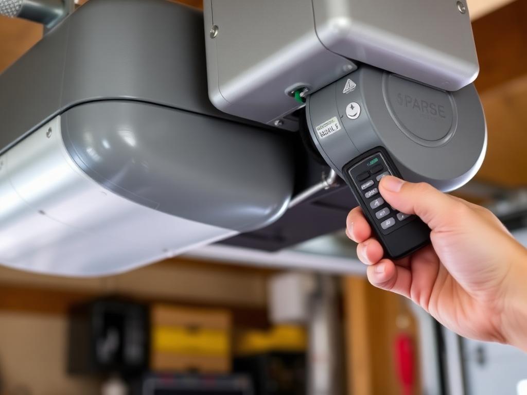 Garage door opener motor unit with remote control for troubleshooting